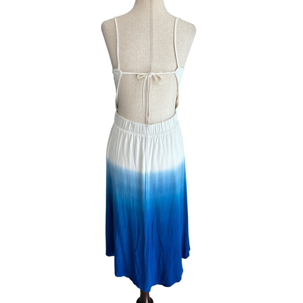 Bebe Womens White Blue Ombre Dip Dye Open Back Midi Dress Small SKU232739 - Picture 10 of 10
